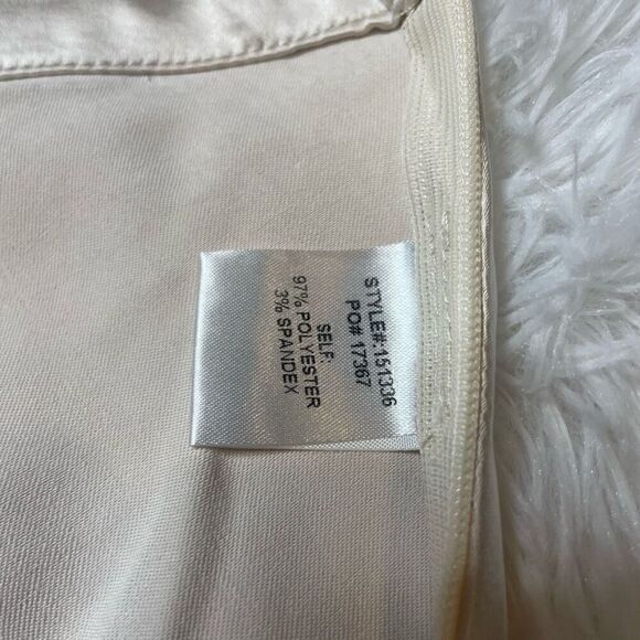 Skies Are Blue Womens Skirt Size 2X Satin Midi Beige Stretchy - Picture 6 of 10